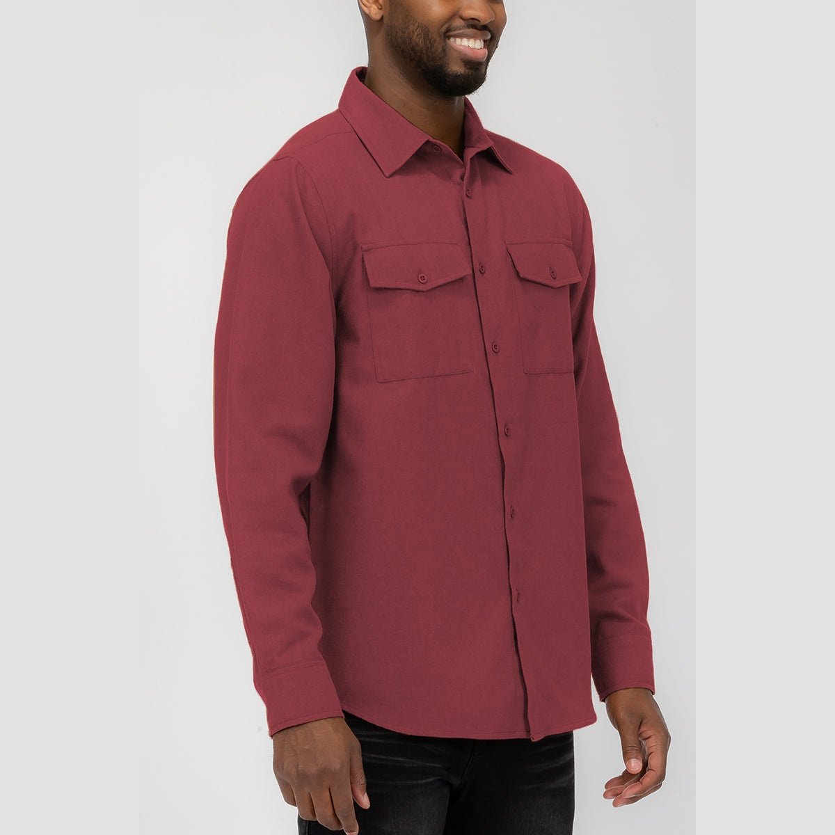 Burgundy Brushed Flannel Shirt