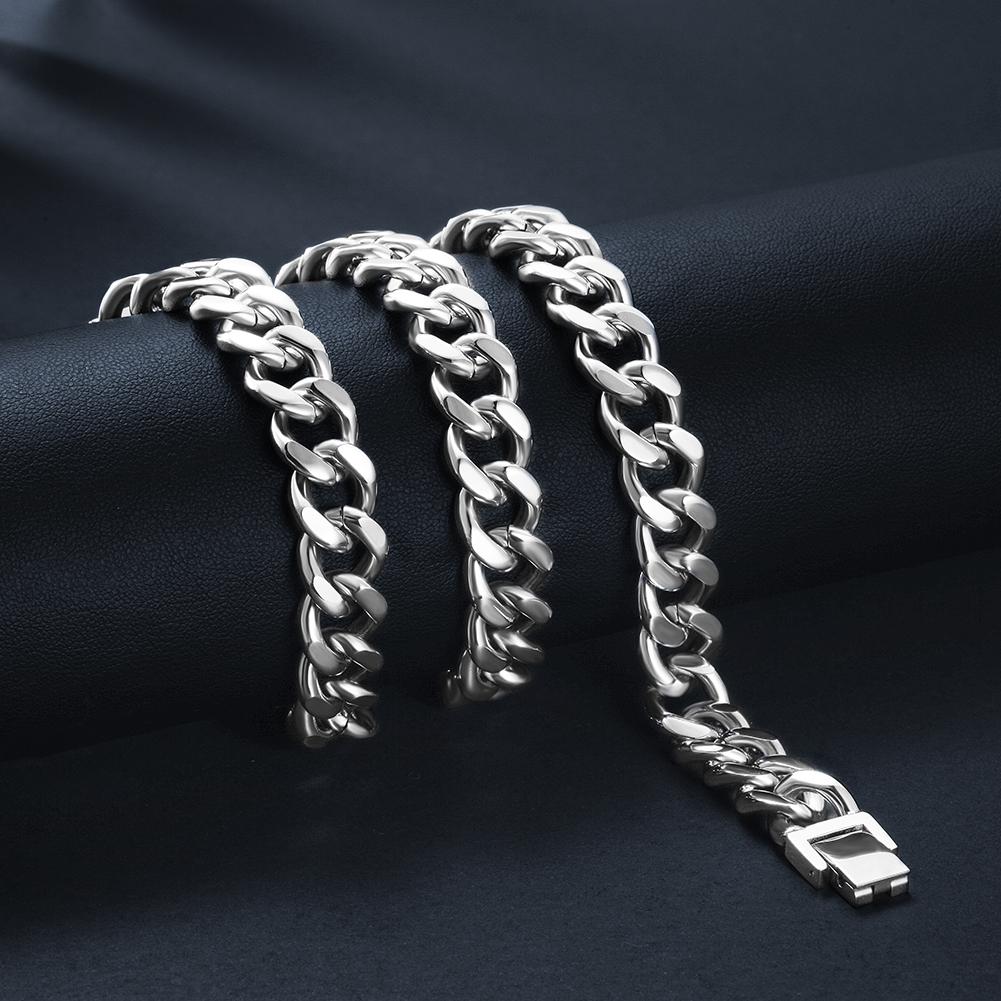 12mm Silver Cuban Chain Necklace