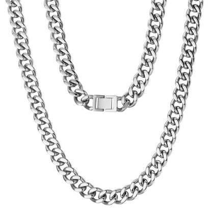 12mm Silver Cuban Chain Necklace