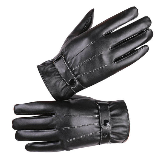 Black PU Leather Touchscreen Gloves