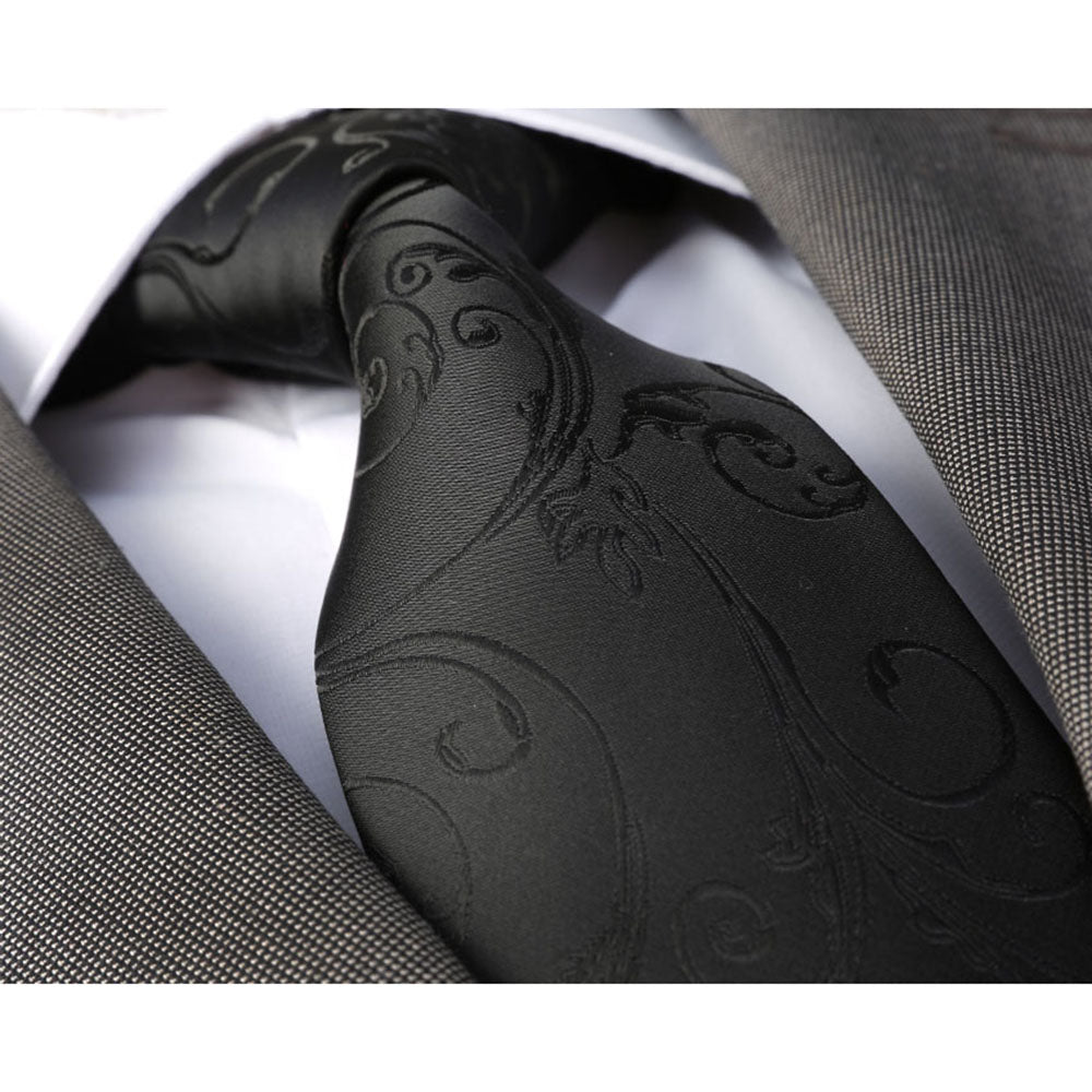 Black Paisley Silk Necktie for Men - Gift Boxed