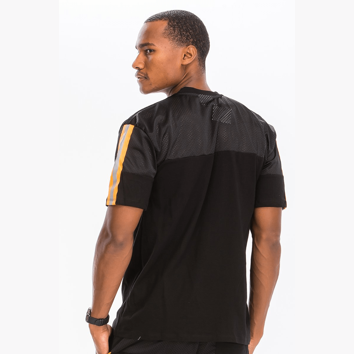 Black Reflective Mesh Tee