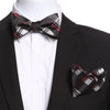 Black & Silver Plaid Silk Self Bow Tie for Men