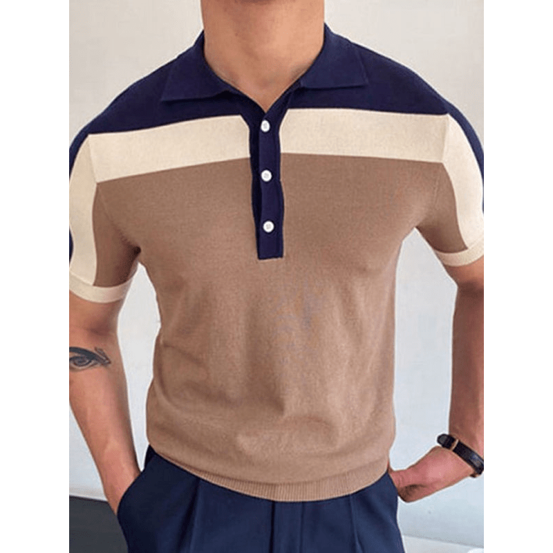 Color Contrast Short Sleeve Polo