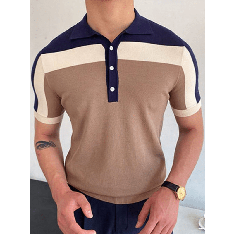 Color Contrast Short Sleeve Polo