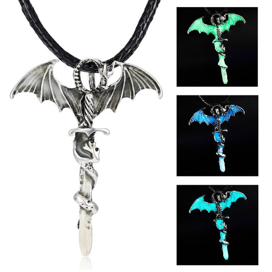 Glow-in-the-Dark Dragon Pendant Necklace