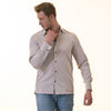 Gray & White Double Cuff Slim Fit Shirt