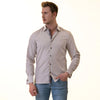 Gray & White Double Cuff Slim Fit Shirt