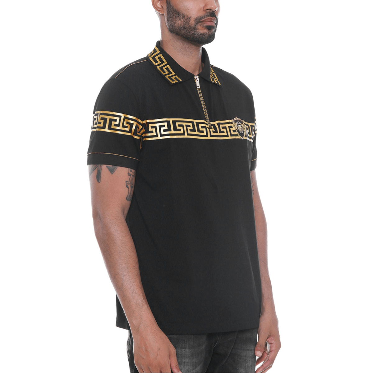 Italian Print Collared Polo Shirt