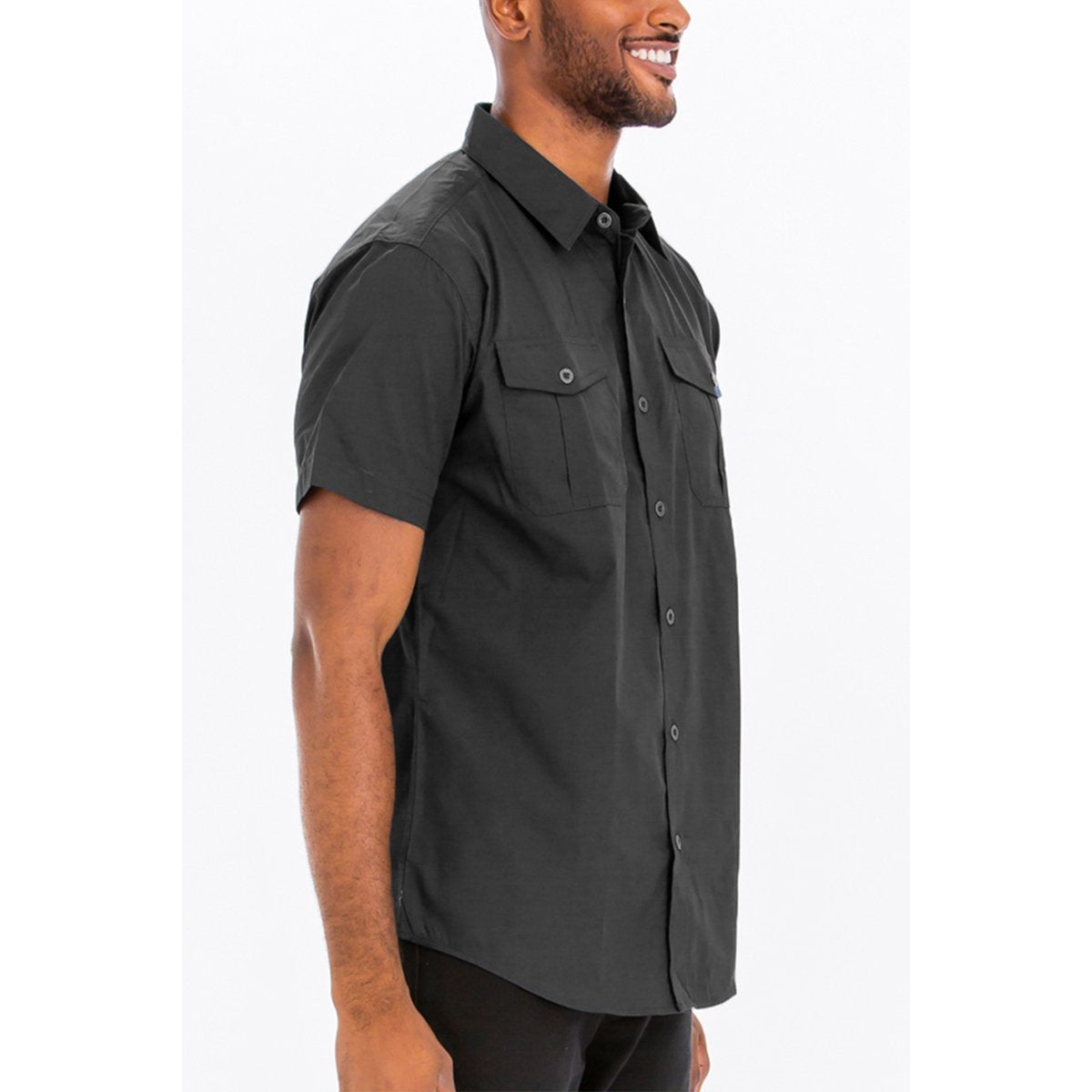 Black Two-Pocket Button-Down Shirt