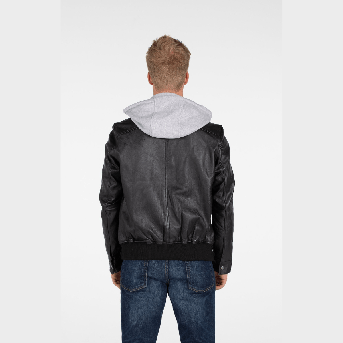 Men's Lambskin Hooded Leather Bomber Jacket