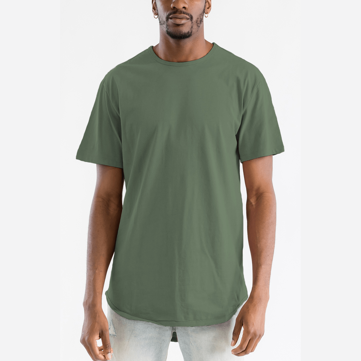 Olive Rounded Scallop Tee