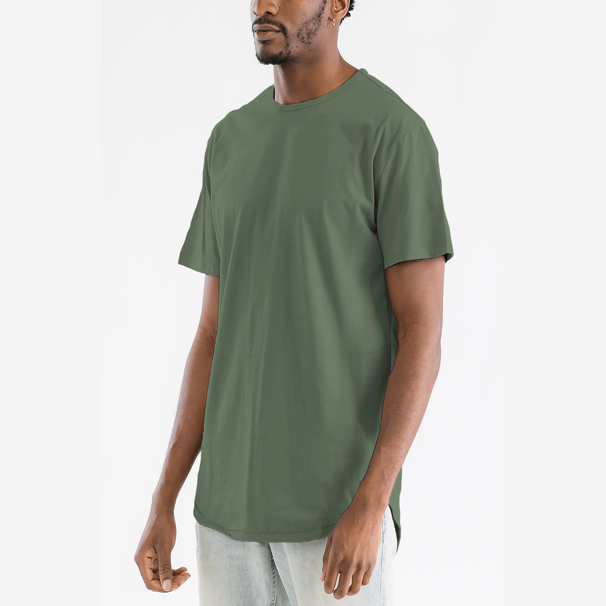 Olive Rounded Scallop Tee