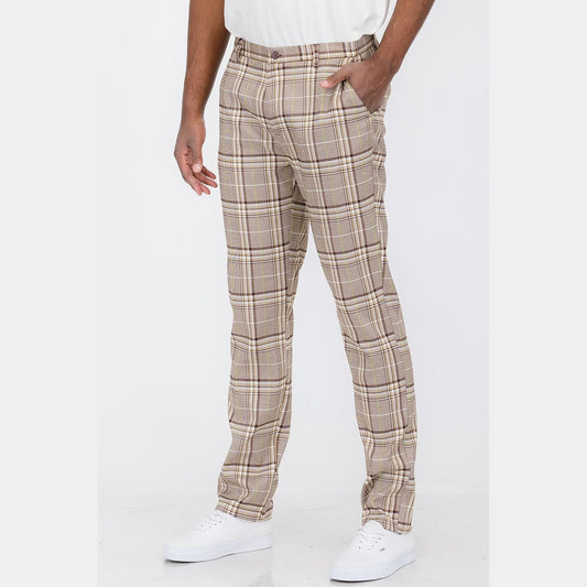 Plaid Slim Trousers