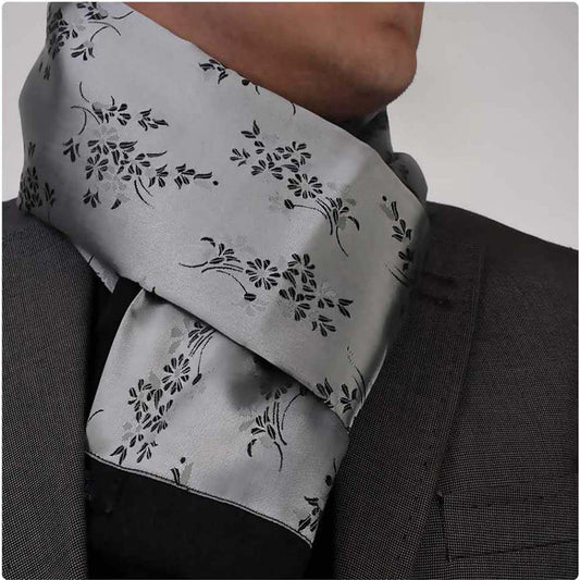 Silver & Black Silk Men's Winter Scarf