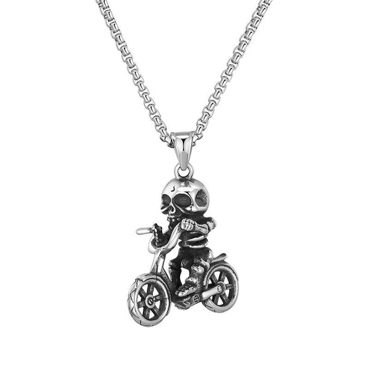 Skeleton on a Bike Necklace