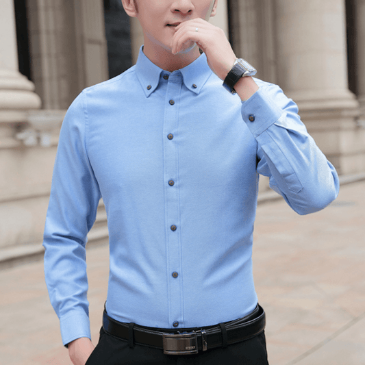 Slim Fit Oxford Long Sleeve Shirt for Men