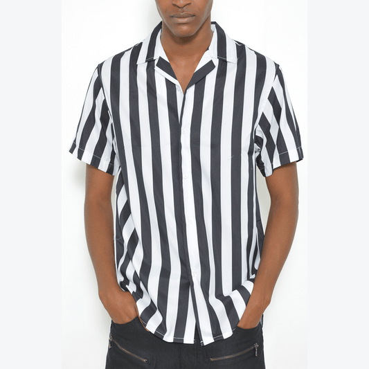 Striped Print Button-Down Shirt for Men