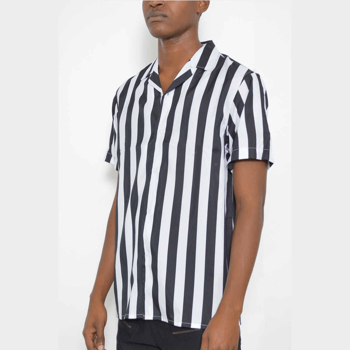 Striped Print Button-Down Shirt for Men