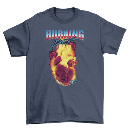 3D Heart on Fire Tee