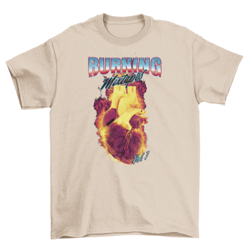 3D Heart on Fire Tee