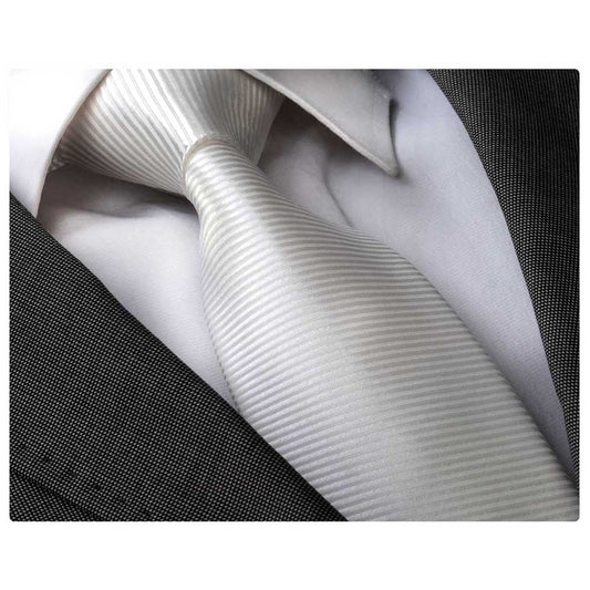 White Silk Neck Tie for Men - Gift Box Included