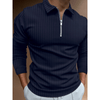 Zipper Striped Long-Sleeved Polo