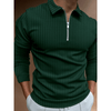 Zipper Striped Long-Sleeved Polo