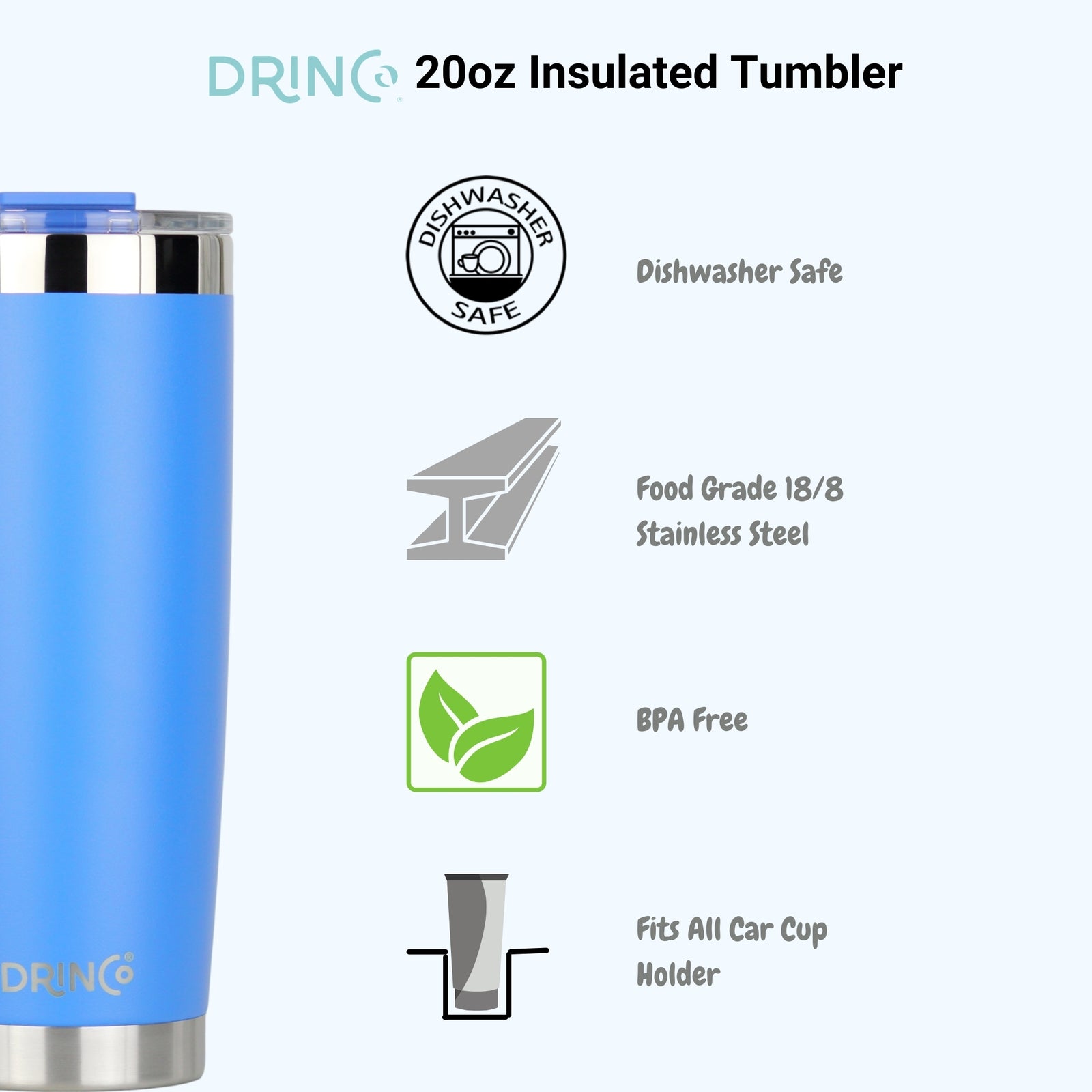 DRINCO®  20oz Insulated Tumbler w/Spill Proof Lid - Royal Blue