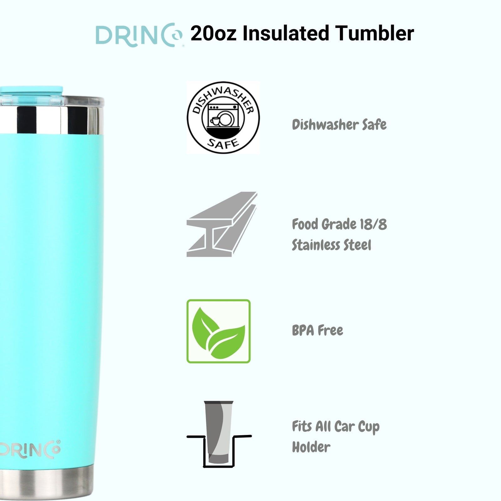 DRINCO®  20oz Insulated Tumbler w/Spill Proof Lid - Teal