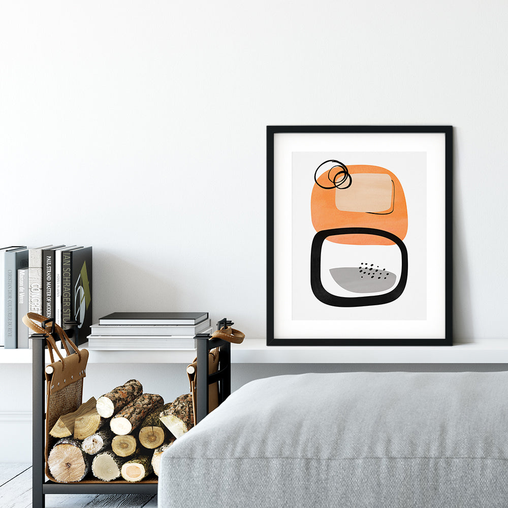 Modern Wall Art - Abstract Orange Black Design