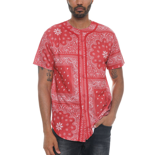 Red Paisley Baseball Jersey