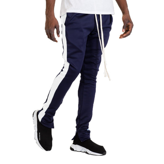 Navy & White Slim Fit Track Pants